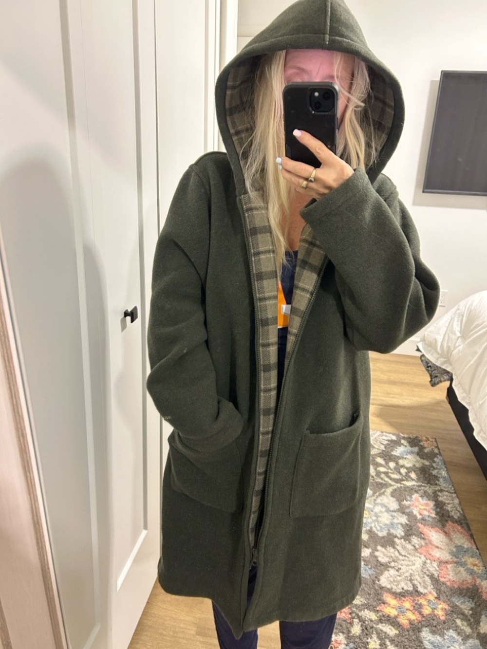 Vintage Woolrich Long Hooded Wool Coat | Size Large - Picture 6 of 16